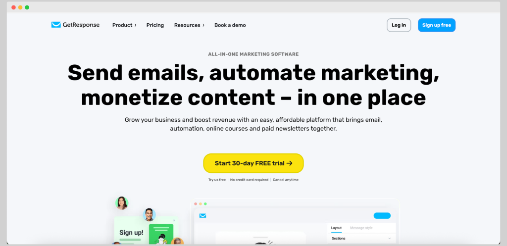 GetResponse: homepage.