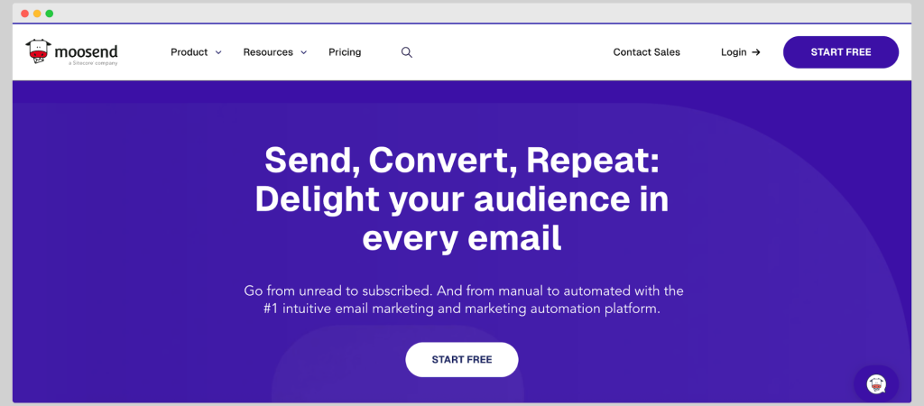Moosend: homepage.