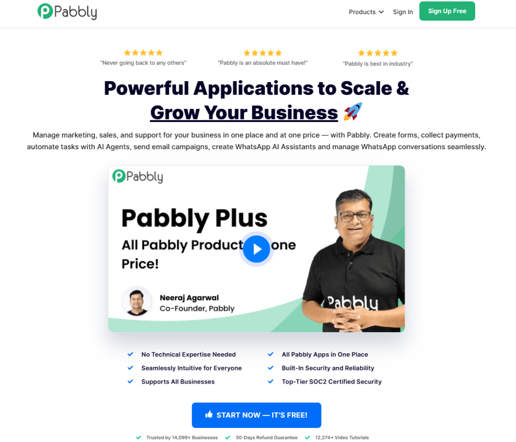 Pabbly email marketing - main website; recurring billing software