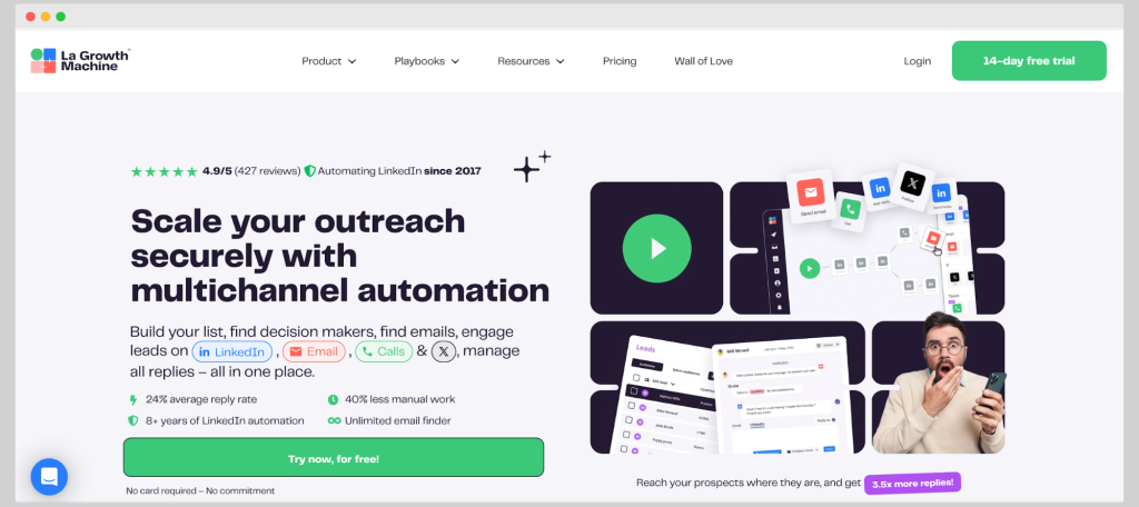 La Growth Machine homepage.