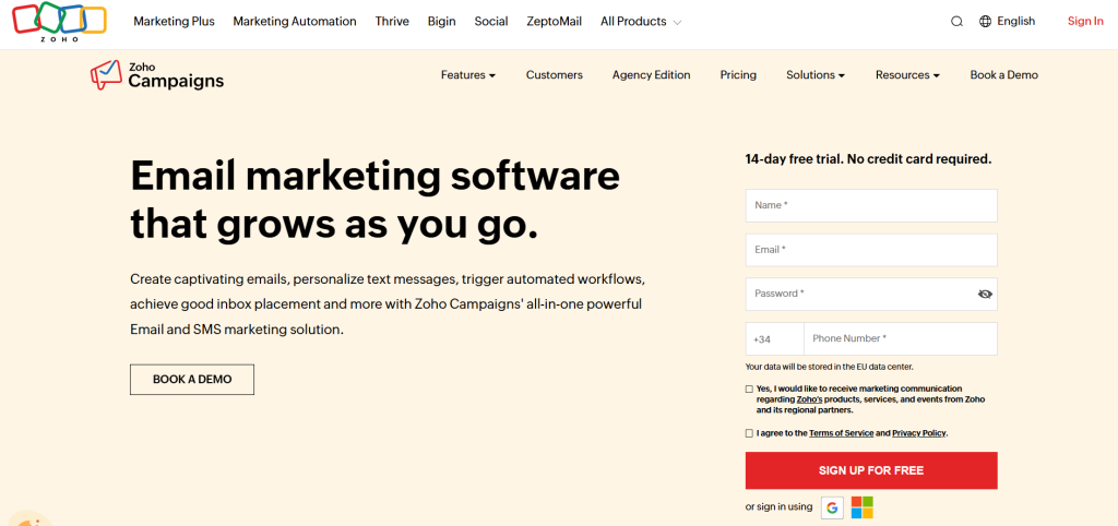 Zoho Campaigns is a Pabbly Email Verification and Marketing alternative combining email and SMS marketing with subscription billing features, multiple templates, payment gateways, pre scheduling emails and smooth customer payment collection.