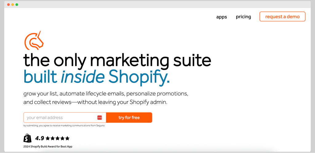 Seguno is a Shopify email marketing platform that makes it easy to send automated email messages to subscribers and shoppers.