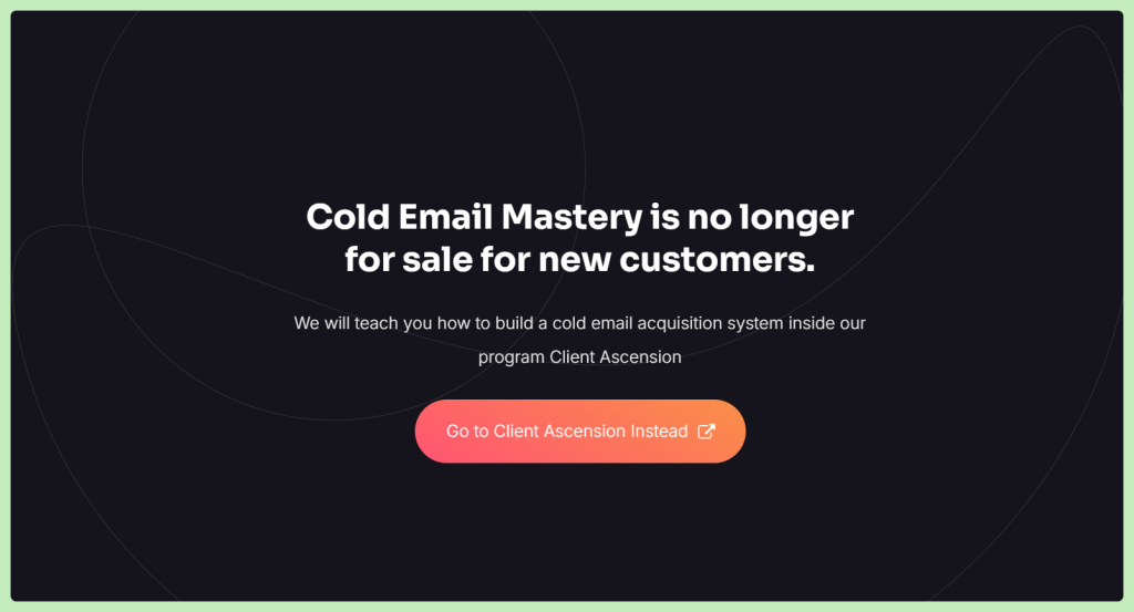 Cold email mastery course website