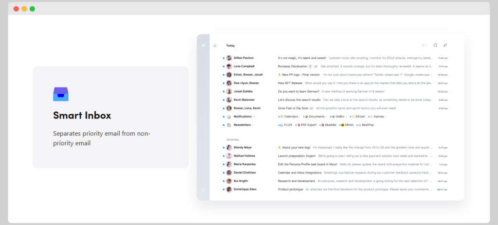 Spark Mail features for email focus, desktop version with intuitive interface