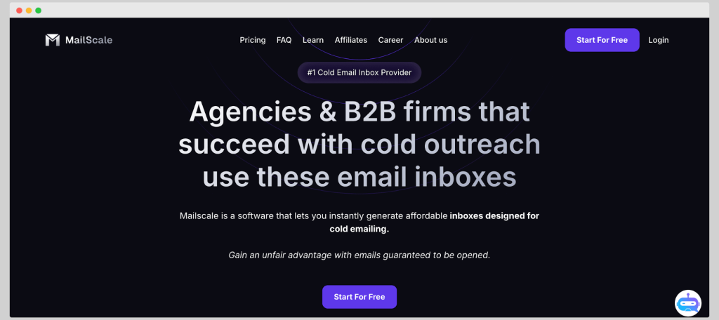 Mailscale homepage.
