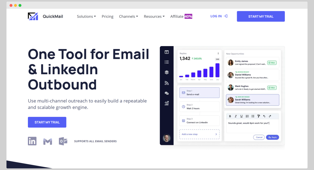 Quickmail homepage.