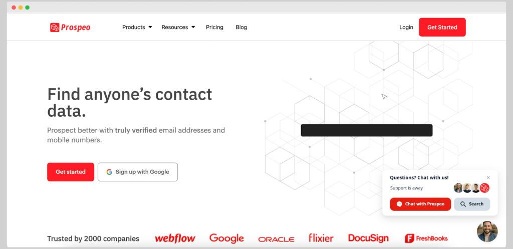 Prospeo homepage.
