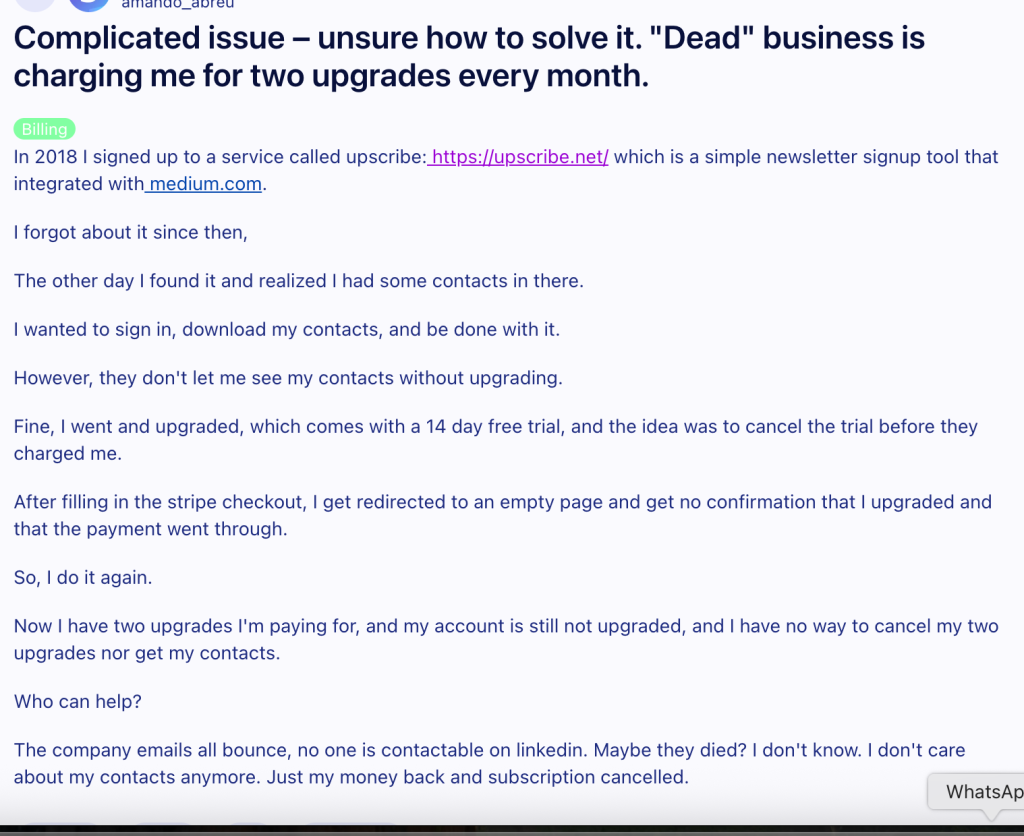 Reddit review on Upscribe.