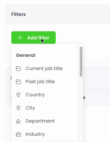 Woodpecker's Lead Finder tool and filter options.