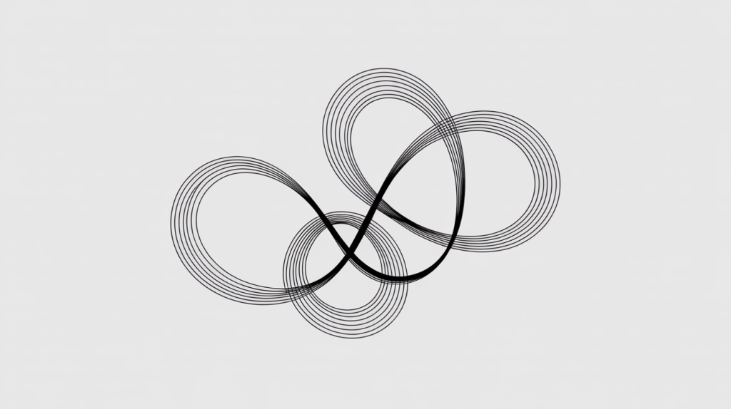 Interlocking infinity loops made of concentric lines, representing automation or continuity.