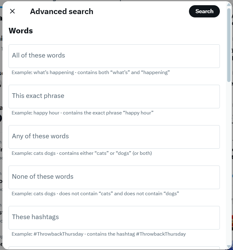 X's (Twitter’s) Advanced Search
