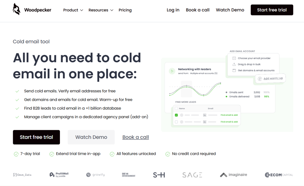how to find emails for cold emailing using Woodpecker's Lead Finder