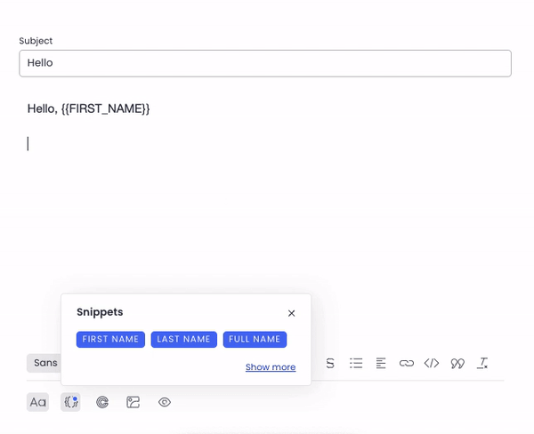 The Snippet feature in Woodpecker.