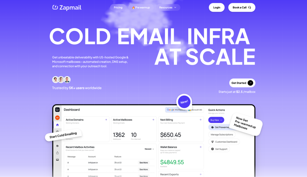 Zapmail's homepage.