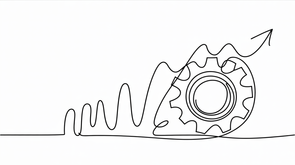 A gear rolling upward, symbolizing automation and process improvement in lead generation.