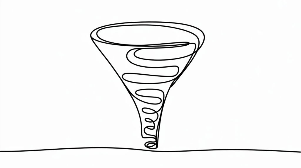 A sales funnel, symbolizing the lead generation process from prospects to conversions.