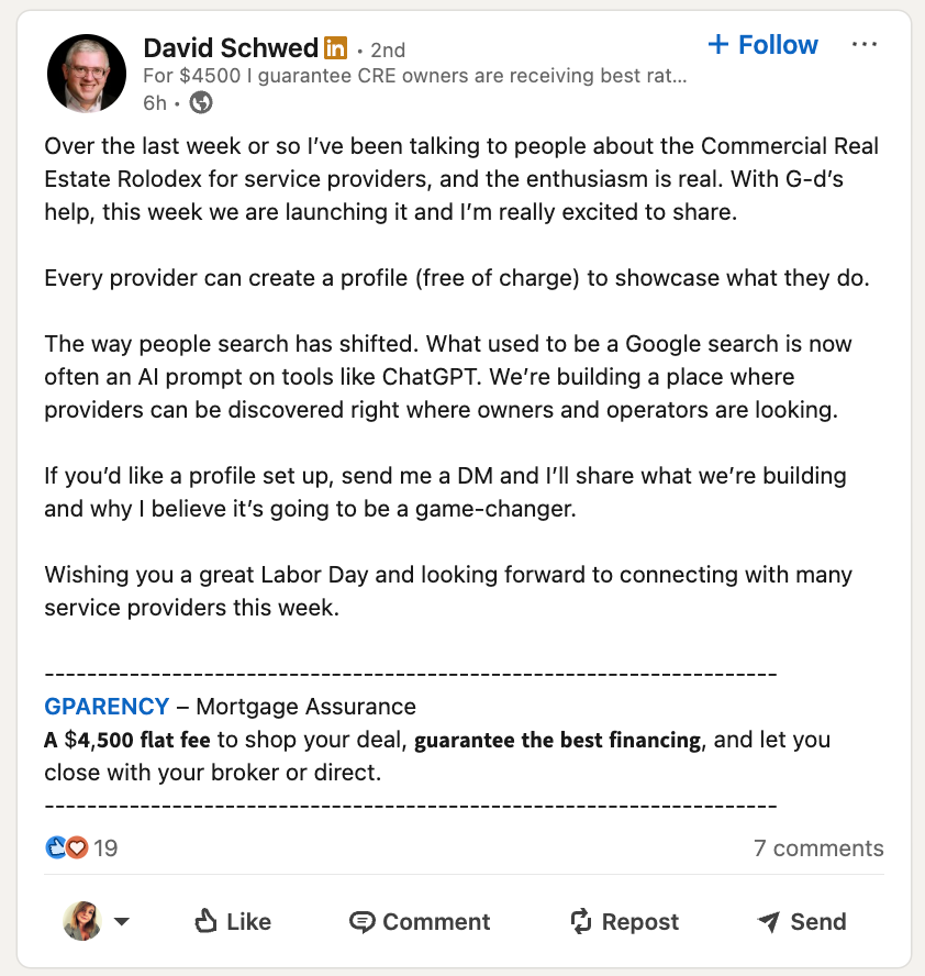 Post discussing new ways people search for mortgage providers using AI tools.