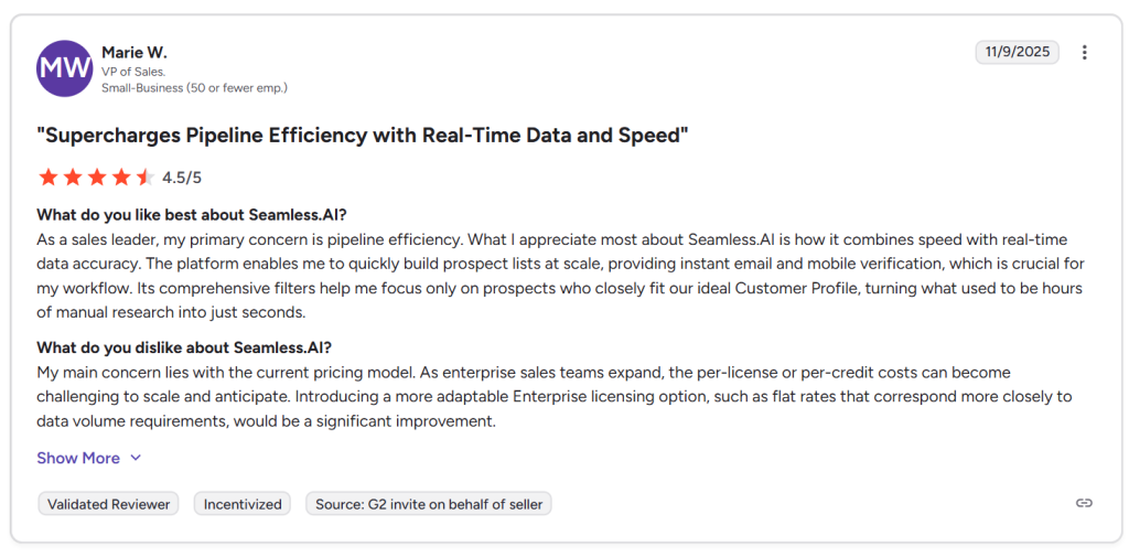seamless ai user review (Marie) who engages with outreach efforts