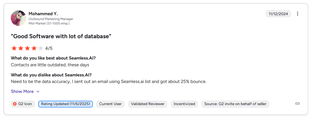 review mentioning lack of high quality data from seamless ai