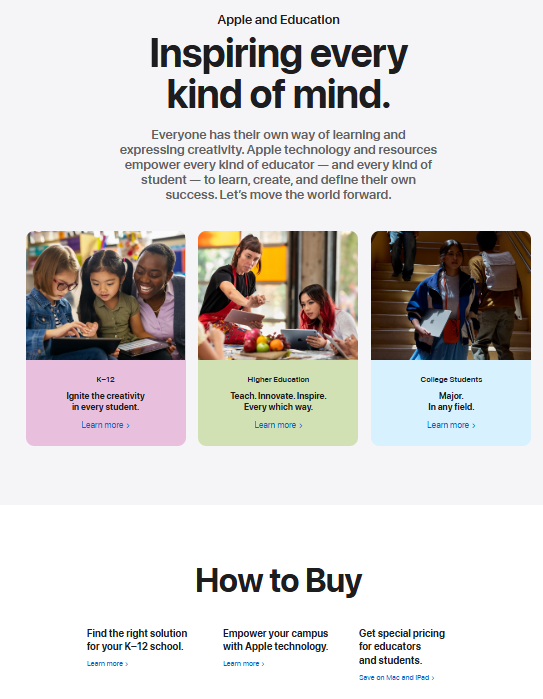 Outbound lead generation - Apple & education programs with their products.