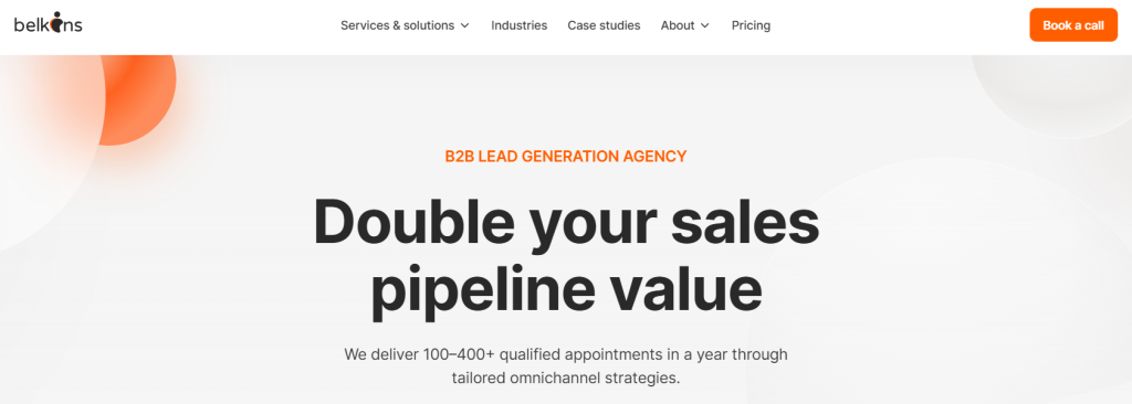  blends LinkedIn automation, cold email marketing, and even calling when needed.   They’re one of the few agencies that let you start small and scale gradually.   Their process is data-heavy: using intent signals and contact management systems to target high-value accounts. Clients say they appreciate the user friendly interface of Martal’s reports and the transparency in results.  3. Belkins  Belkins is a sales engagement platform designed to run personalized cold emails across multiple channels. 