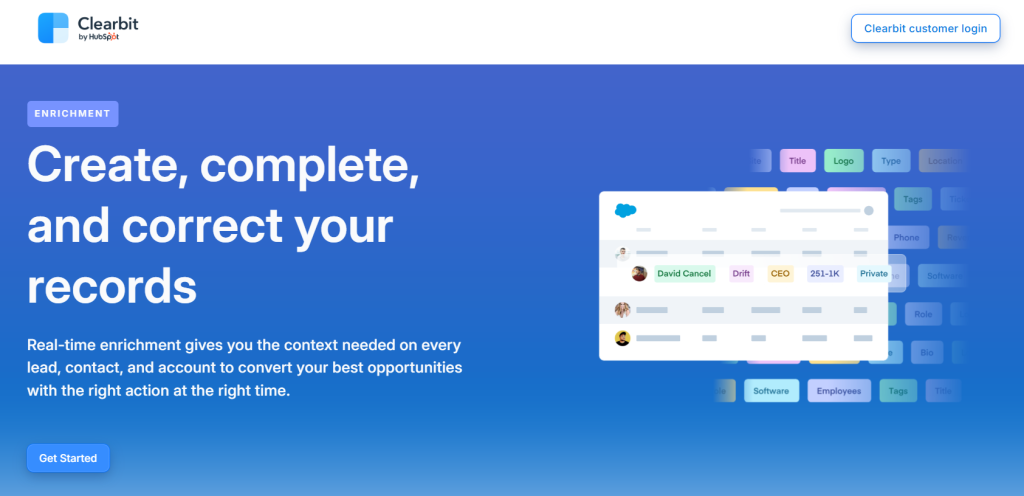 lead data gen tool - Clearbit
