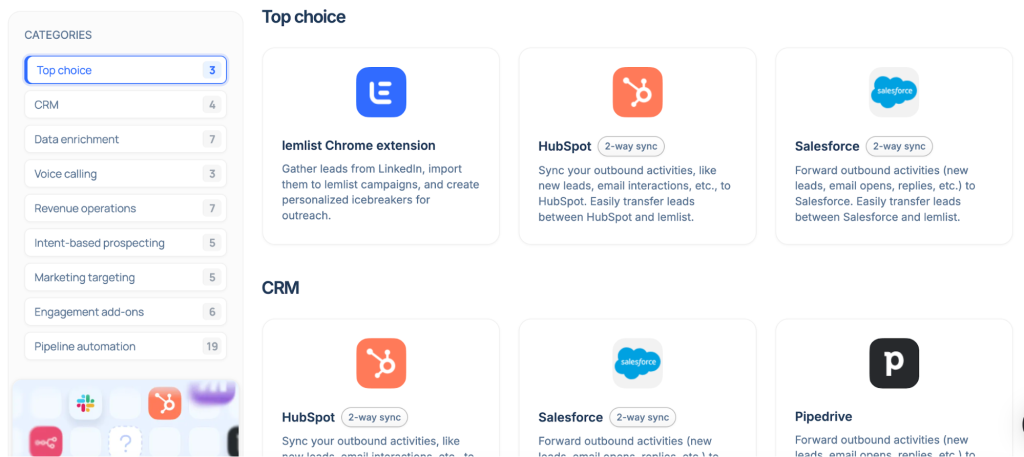 Lemlist integrations.