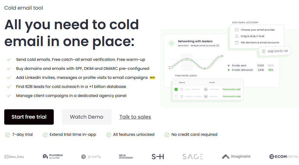 manage outreach efforts effectively with Woodpecker - add unlimited team members and instantly offers cold email outreach allowing users to get sales with no effort