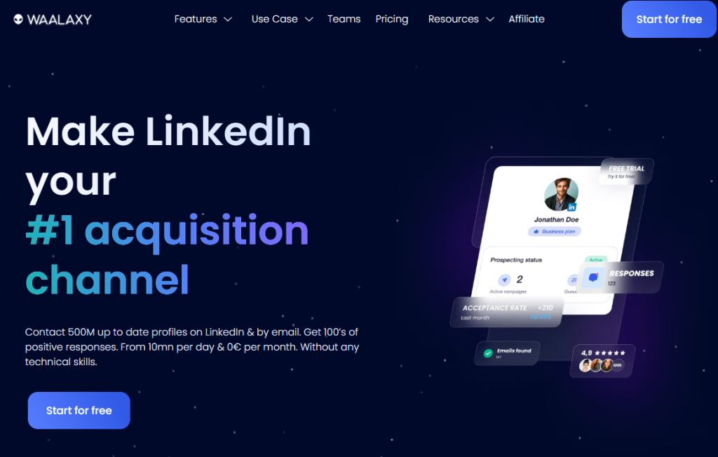 Waalaxy main website