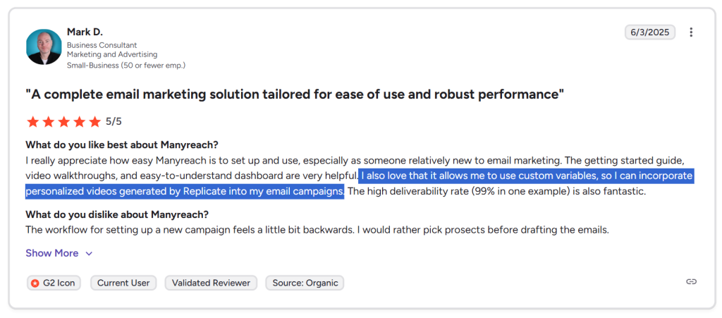 manyreach reviews g2 - 8 b testing