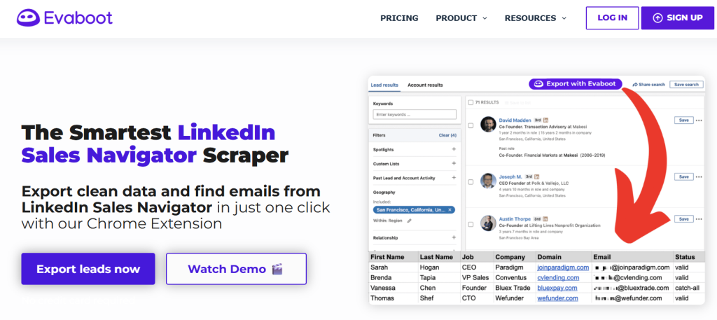 Evaboot the LinkedIn Sales Navigator data extraction tool