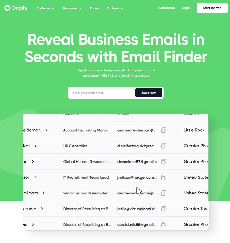 Email finder and lead generation with dripify