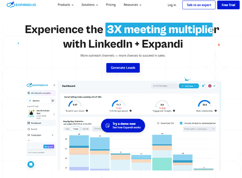 campaign stats; expandi vs dripify focuses; sales process; linkedin restrictions; many linkedin tasks; leveraging expandi; comprehensive analytics; expandi integrates; advanced analytics, both expandi