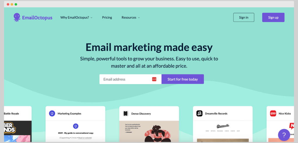 EmailOctopus - a straightforward email marketing platform.