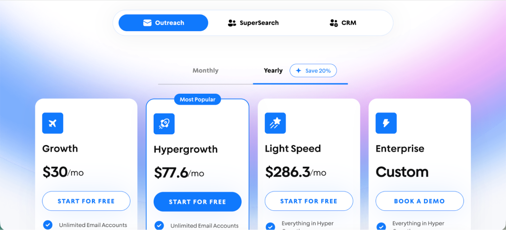 Instantly’s pricing plans.