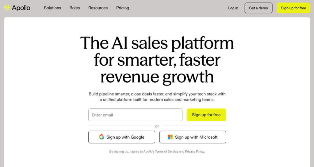Apollo main page.