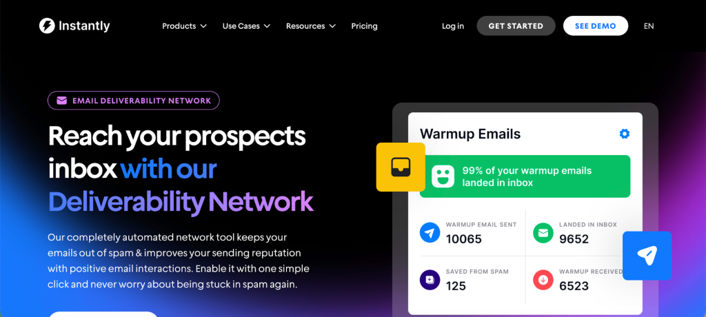 Instantly's landing page on deliverability.