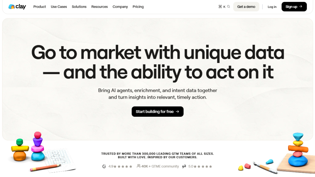 Clay main page.