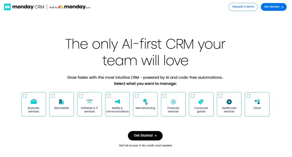 Monday CRM: page.