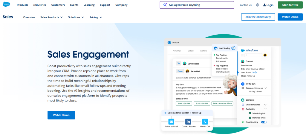 Salesforce Sales Engagement page.