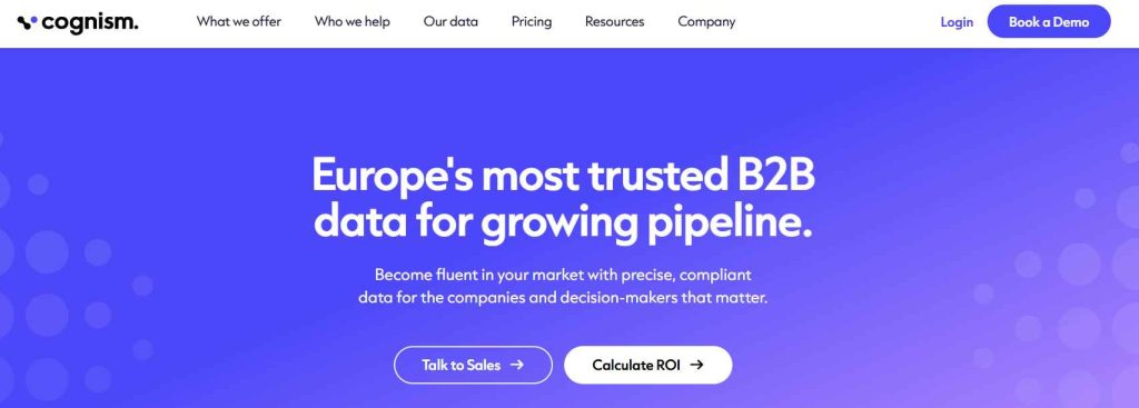 Cognism homepage presenting compliant European B2B data for building sales pipeline.
