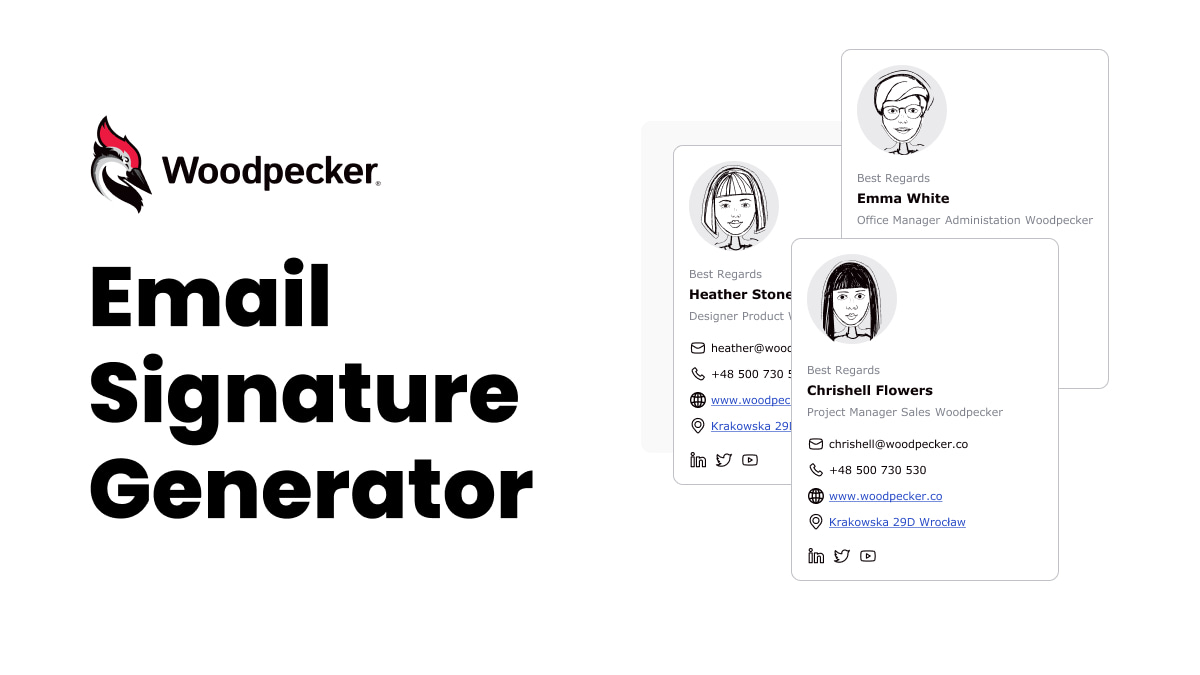 In advance On board laundry Professional email signature generator - Woodpecker