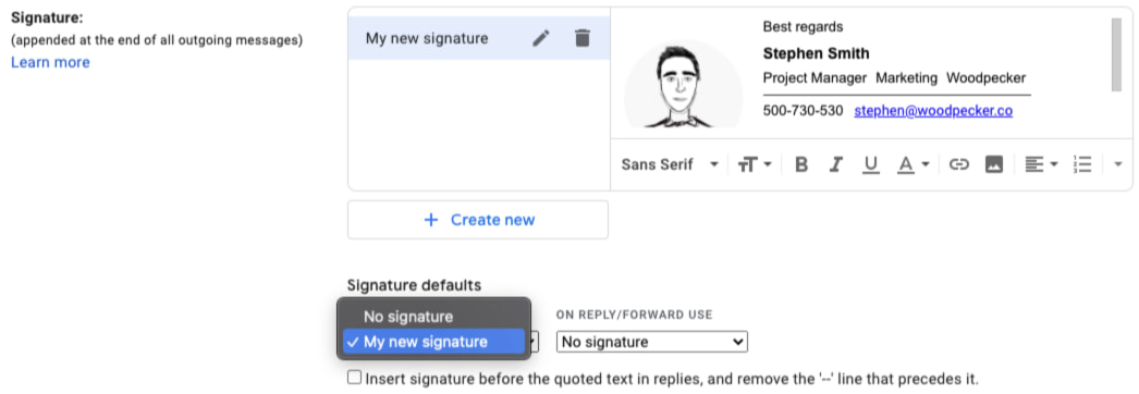 How to add a signature from Woodpecker Email Signatures in Gmail