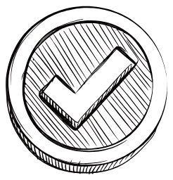 A check mark in a box