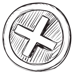 Doodle of two light strokes crossing in an X