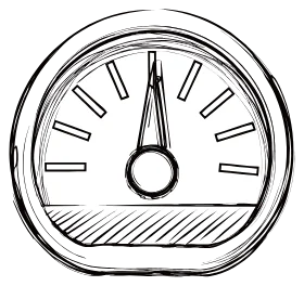 A gauge with its needle halfway