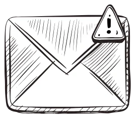 An envelope with a warning mark